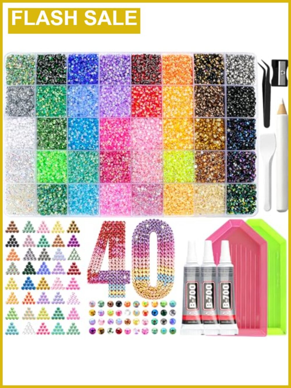 50000Pcs Resin Jelly Rhinestones Bedazzling Kit, 3mm Flatback Gems Craft Set